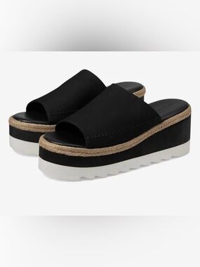 Free People Sandals Women Sz 11 Santorini Espadrille Platform Black Leather Boho